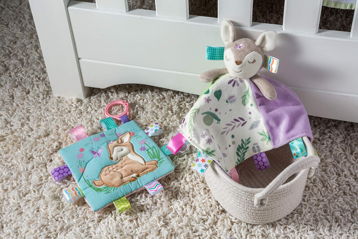 Taggies Crinkle Me Toy with Baby Paper & Squeaker, 16.5 x 16.5-Centimetres, Flora Fawn