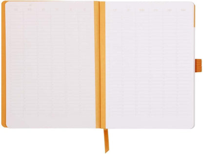 RHODIA 117784C - Taupe Meeting Soft Notebook - A5+ - Pre-Printed Date/Notes/Action - 160 Detachable Pages - 90G Clairefontaine Paper - Bookmark, Pencil Holder - Faux Leather Cover - Rhodiarama