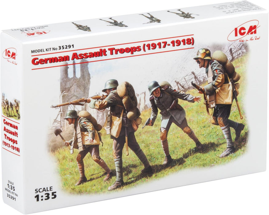 ICM Models ICM35291 (-) 1:35-German Assault Troops (1917-1918) 4 Figs, 14 x 14 x 52 millimetres