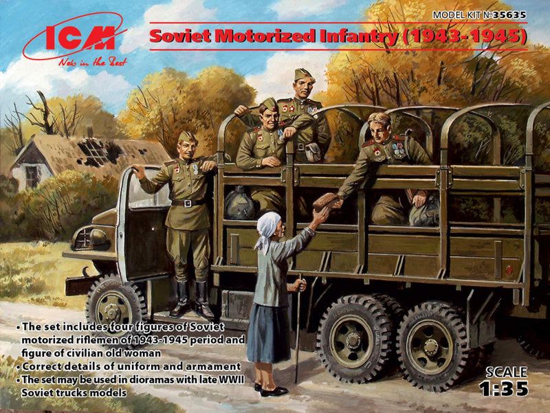 ICM ICM35635 1:35-Soviet Motorized Infantry (1943-1945) 5 Figs