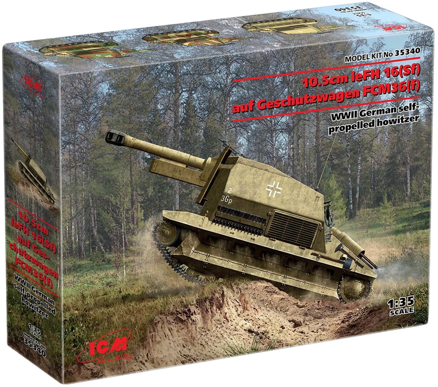 ICM 1:35-10.5cm leFH 16(Sf) auf Geschutzwagen FCM36(f
