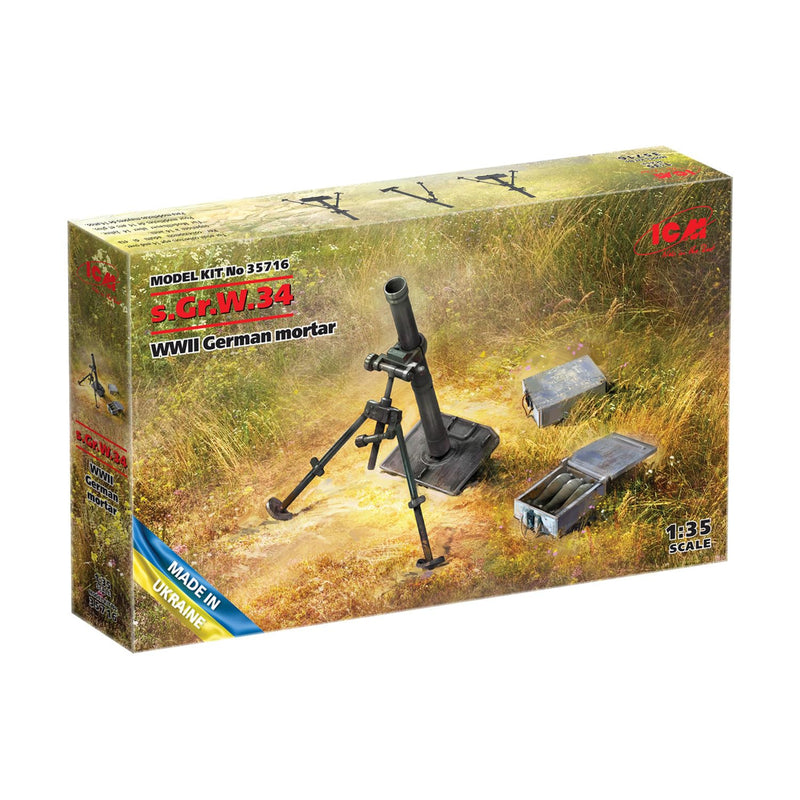 ICM ICM35716 1:35-s.Gr.W.34 WWII Deutscher Mörser Maßstab Modellbausatz