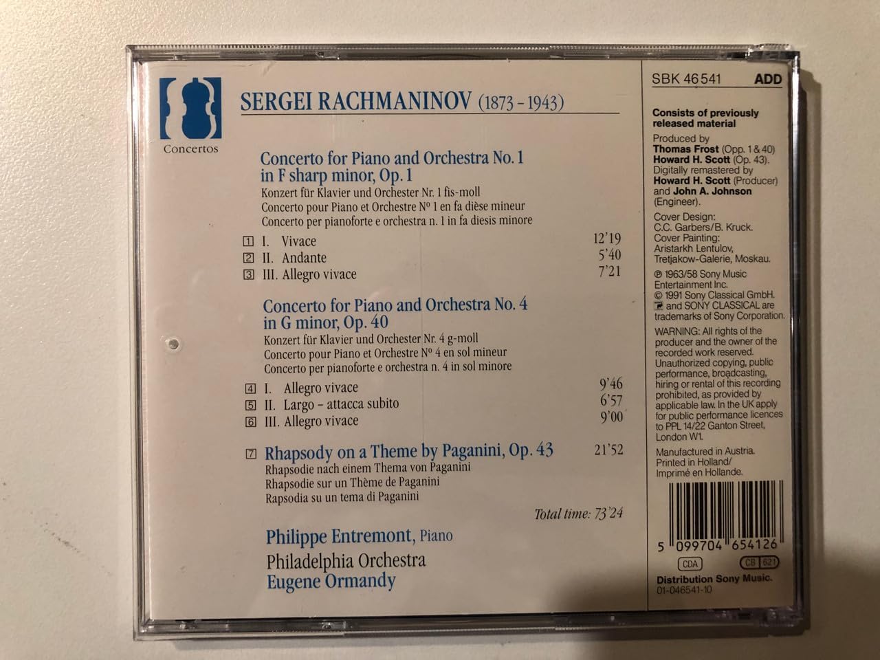 Klavierkonzert 1 und 4 / RhapsodieOp. 43