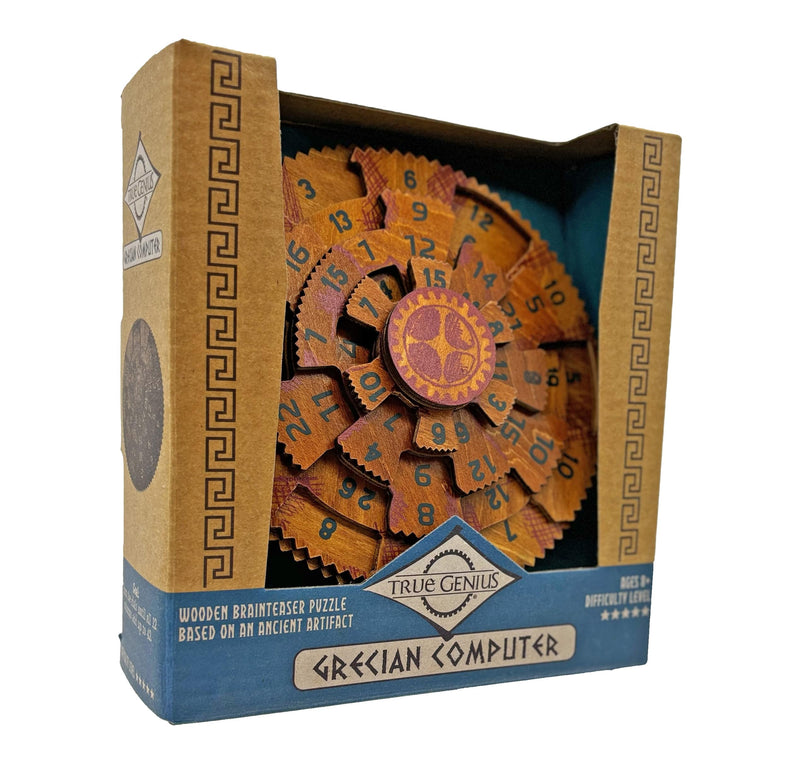 The Happy Puzzle Company | True Genius Grecian Computer | Wood Brain Teaser Puzzle Based Ancient Artifacts | Learn Lateral Thinking & Problem Solving Skills | Ages 14+