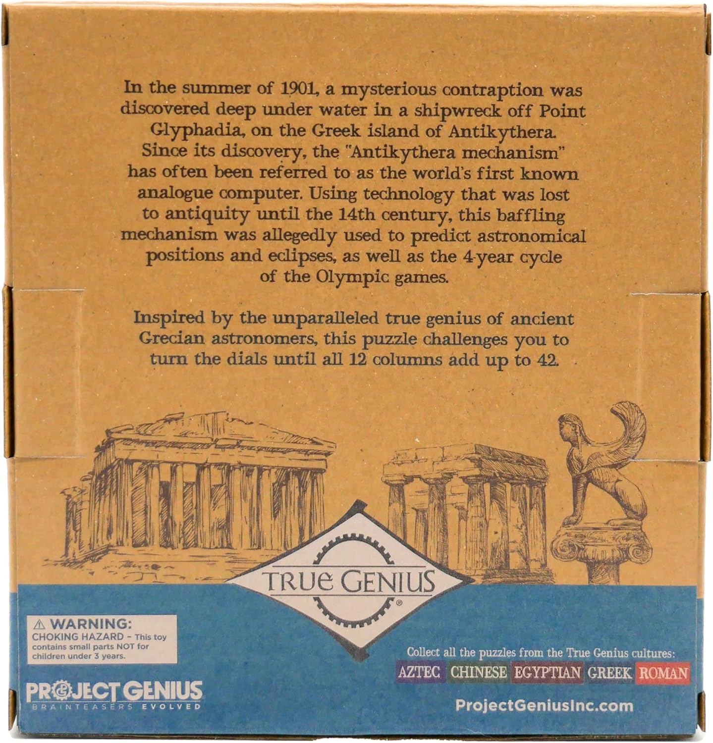 The Happy Puzzle Company | True Genius Grecian Computer | Wood Brain Teaser Puzzle Based Ancient Artifacts | Learn Lateral Thinking & Problem Solving Skills | Ages 14+