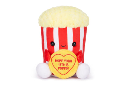 Swizzels Love Hearts 7" (18cm) "Hope Your 18th is Poppin" Popcorn Plush Soft Toy