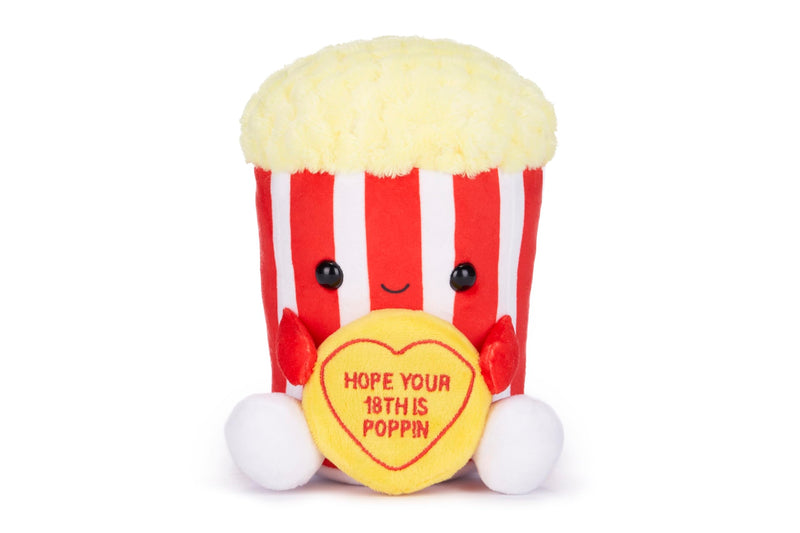 Swizzels Love Hearts 7" (18cm) "Hope Your 18th is Poppin" Popcorn Plush Soft Toy