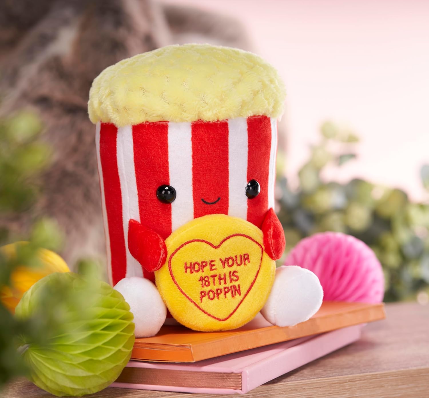 Swizzels Love Hearts 7" (18cm) "Hope Your 18th is Poppin" Popcorn Plush Soft Toy