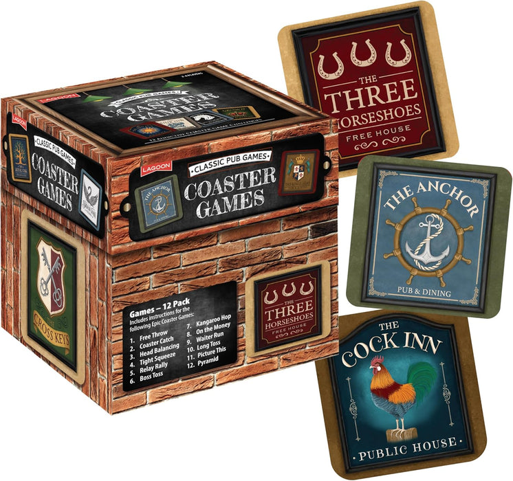 Classic Pub Coaster Games Compendium, 12 Bar Games, 40 Lagoon Pub Coasters, 2-4 Players