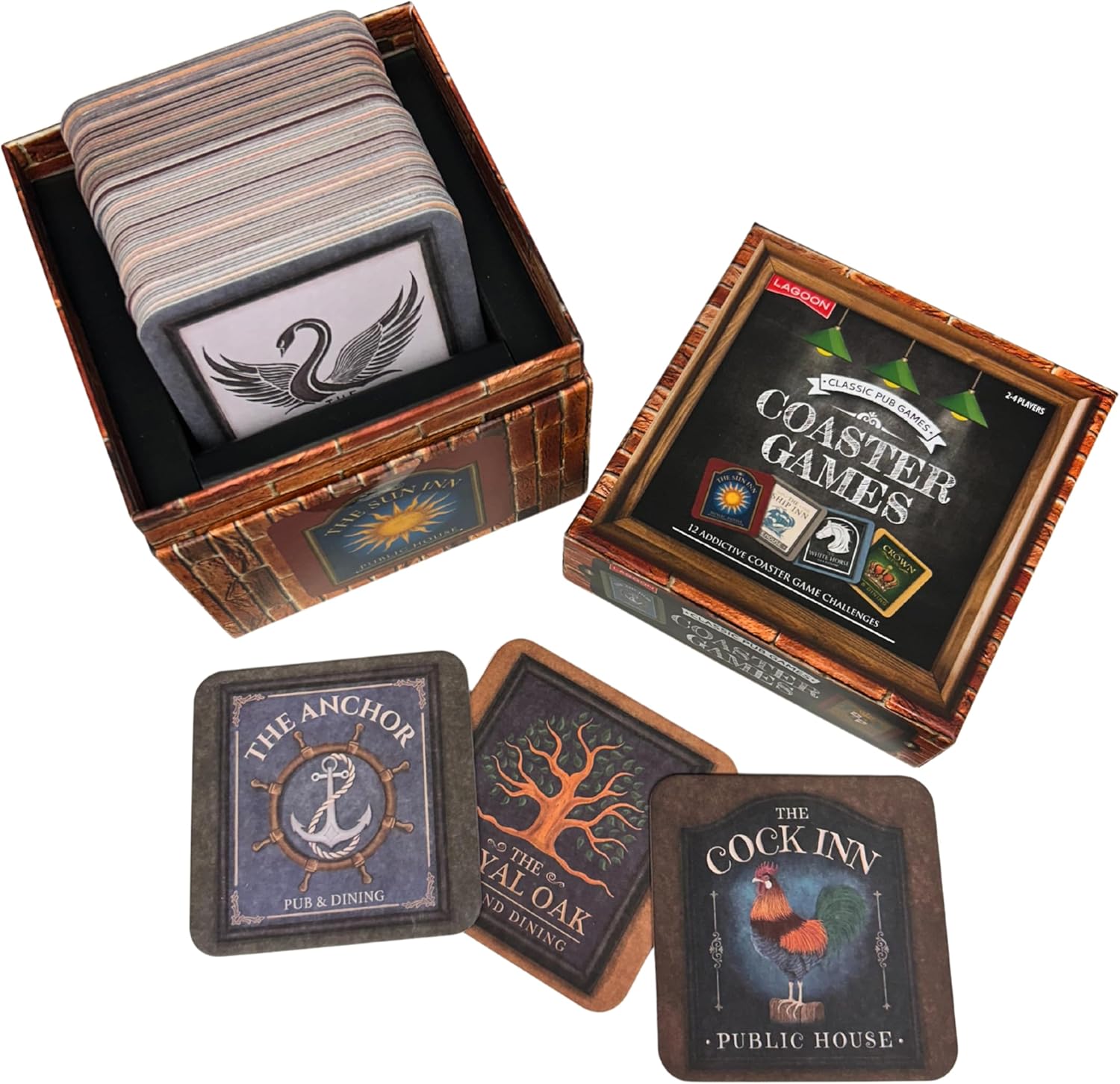 Classic Pub Coaster Games Compendium, 12 Bar Games, 40 Lagoon Pub Coasters, 2-4 Players