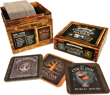 Classic Pub Coaster Games Compendium, 12 Bar Games, 40 Lagoon Pub Coasters, 2-4 Players
