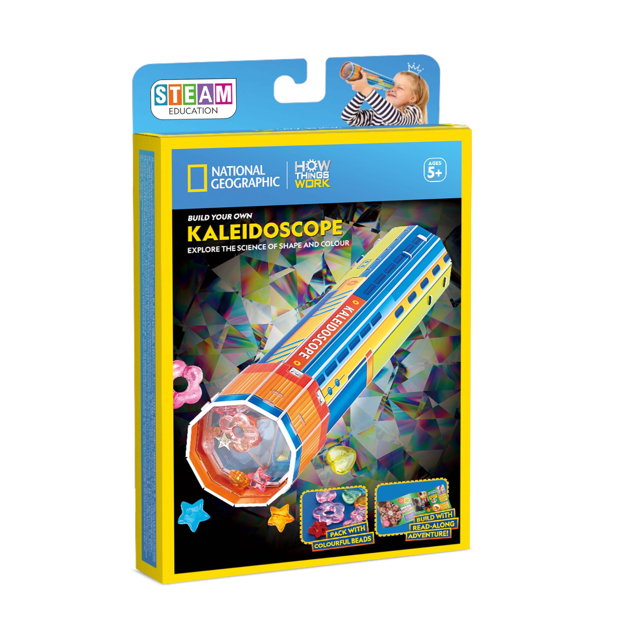 University Games National Geographic Build Your Own Kaleidoscope, STEAM Education Science Toy, Ages 5+