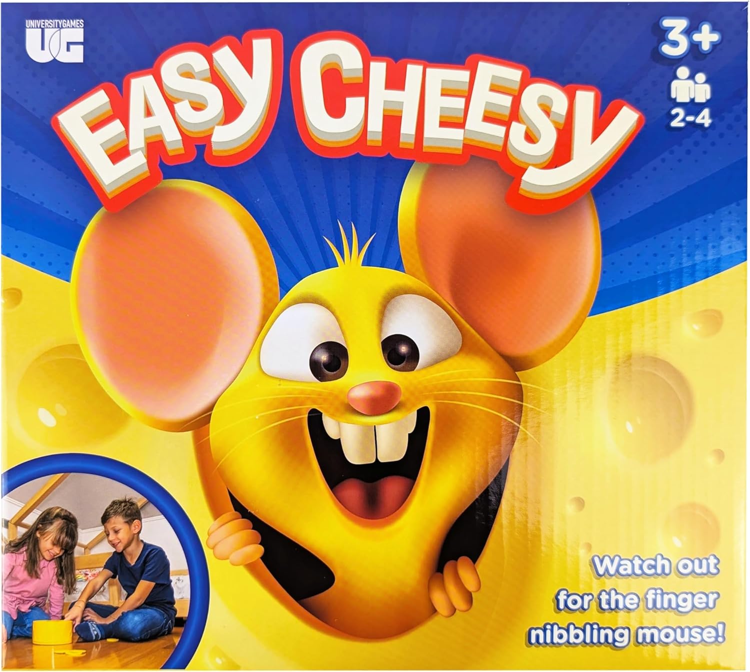 Easy Cheesy Mouse Hide and Seek Game, Ages 3+, 2-4 Players, Family Board Game, Yellow