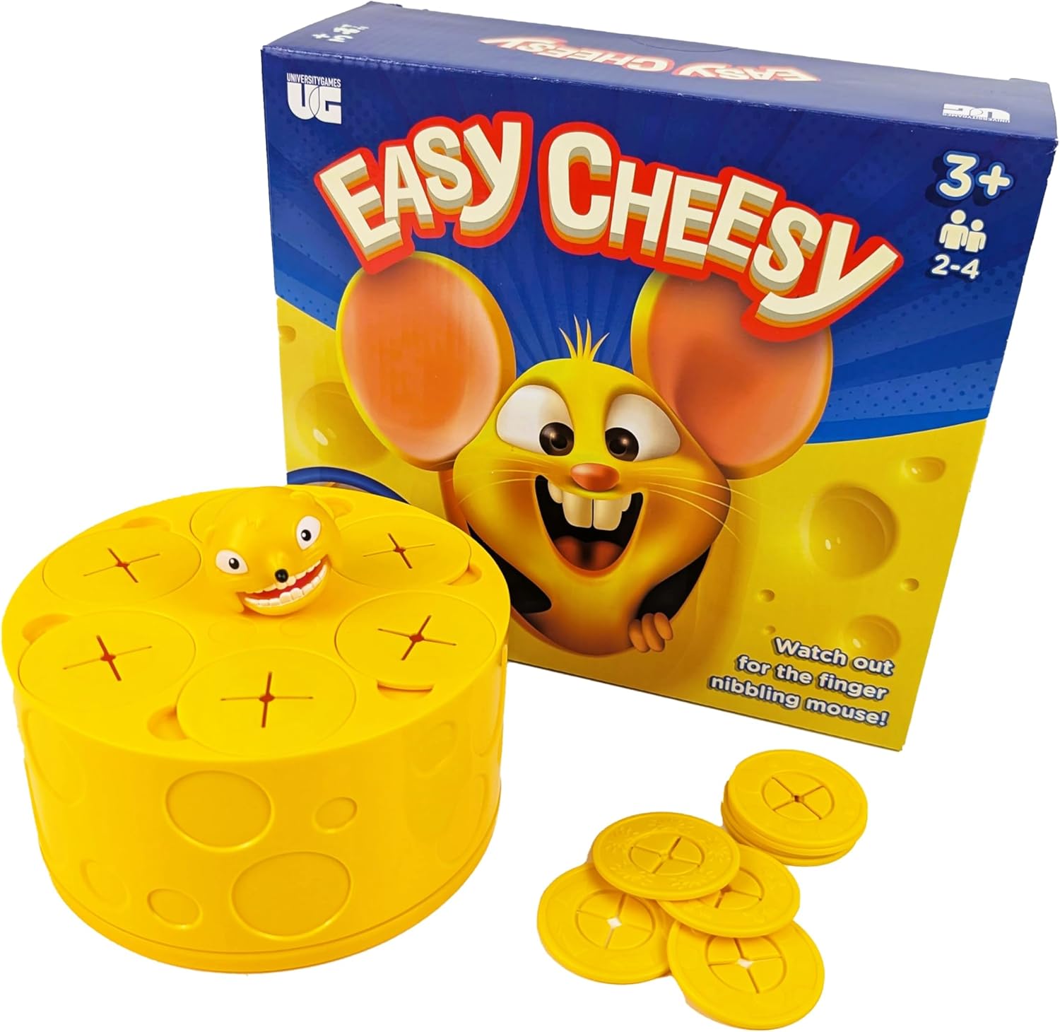 Easy Cheesy Mouse Hide and Seek Game, Ages 3+, 2-4 Players, Family Board Game, Yellow
