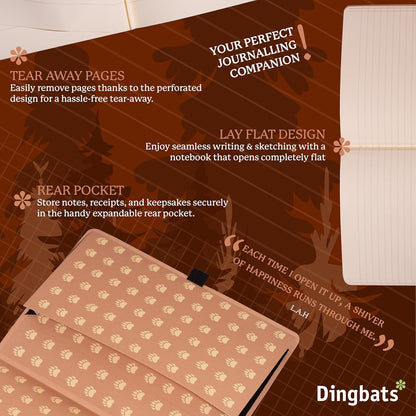 Dingbats* Wildlife Lined Journal Notebook A5 - Vegan Leather Soft Cover - Ideal for Work, Travel, Writing - with Pocket, Elastic Closure & Bookmark