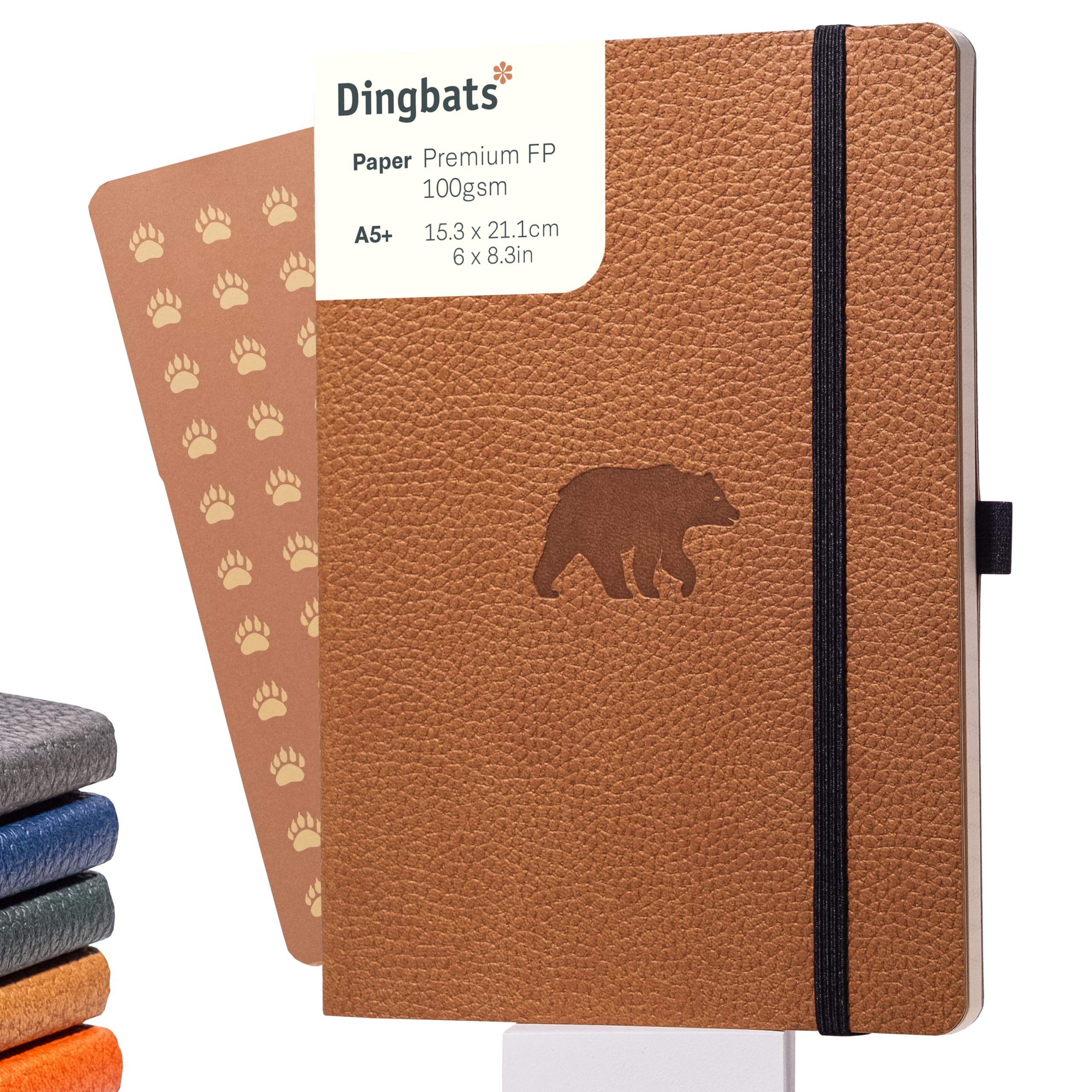 Dingbats* Wildlife Lined Journal Notebook A5 - Vegan Leather Soft Cover - Ideal for Work, Travel, Writing - with Pocket, Elastic Closure & Bookmark