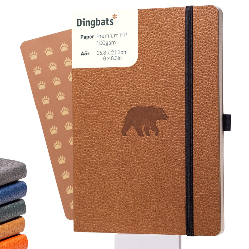 Dingbats* Wildlife Lined Journal Notebook A5 - Vegan Leather Soft Cover - Ideal for Work, Travel, Writing - with Pocket, Elastic Closure & Bookmark