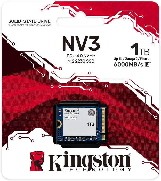 Kingston NV3 NVMe PCIe 4.0 Internal SSD 1TB M.2 2230-SNV3SM3/1T0