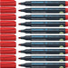 Schneider Maxx 130 Permanent Marker Pen 1 mm and 3 mm Cap-Off-Ink Refillable Pack of 10 Red