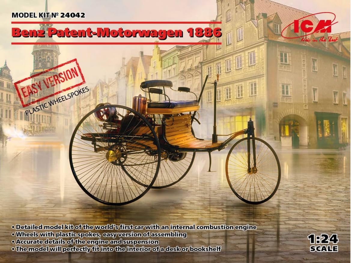 ICM - 1:24 Benz Patent-Motorwagen 1886 (EASY version=plastic wheel-spokes) - Modellbausatz - Auto - Historisch - Sammler ab 14 Jahren