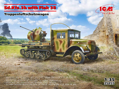ICM - Maquette Camion Sd.kfz.3b With Flak 38 Truppenluftschutzwagen |icm|35455| 1:35 Maquette Char Promo