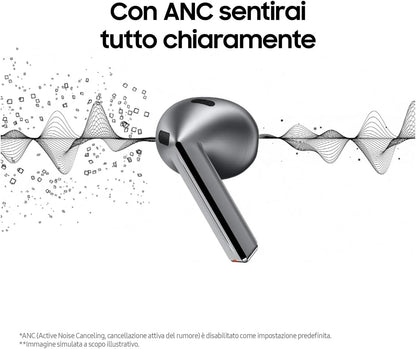 Samsung Galaxy Buds3 Auricolari open type True Wireless, Cancellazione adattiva del rumore, Audio Hi-Fi 360 immersivo, Batteria a lunga durata, Impermeabilità IP57, White 2024