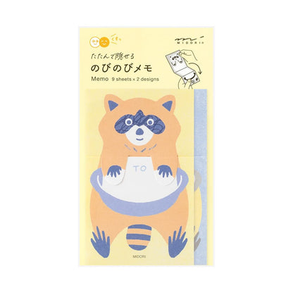 Midori 11825006 Notepad Notepad Nobi Raccoon Pattern