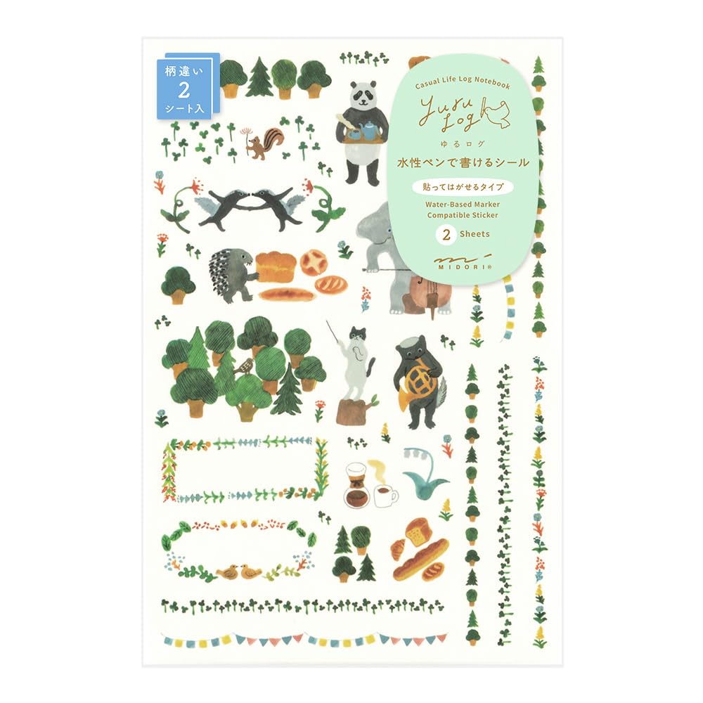 Midori 82672006 Seal Loose Log Forest Animal Pattern, Pack of 2