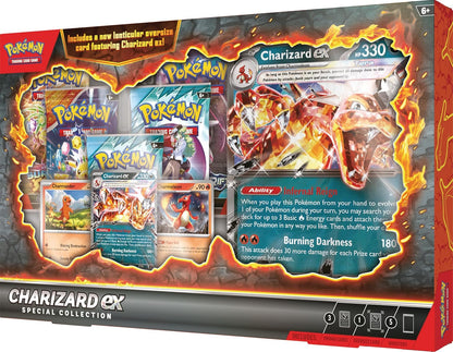 Pokémon TCG: Charizard ex Special Collection (1 Folien-Promo-Karte, 2 Folienkarten, 1 übergroße Linsenrasterkarte und 5 Booster-Packs