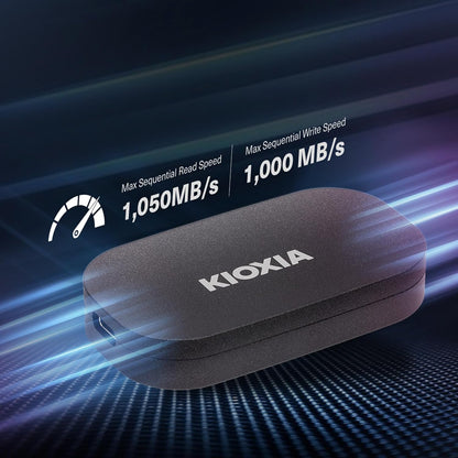 KIOXIA EXCERIA Plus G2 Portable 1TB / Up to 1,050MB/s Read 1000MB/s Write,MIL-STD Drop Tests, 256 AES Encryption, Photographers, Content Creators and Gaming,Smartphone,Mac Compatible External SSD