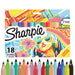 Sharpie Permanent Markers | Fine Point Colouring Pens | Assorted Colours | 18 Marker Pens
