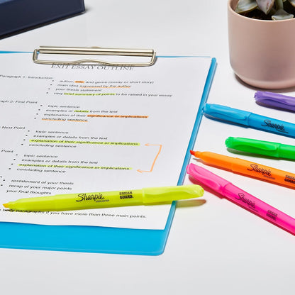 Sharpie Pocket Highlighters | Chisel Tip | Assorted Fluorescent Ink Colours | 12 Highlighter Pens