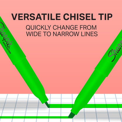 Sharpie Pocket Highlighters | Chisel Tip | Assorted Fluorescent Ink Colours | 12 Highlighter Pens