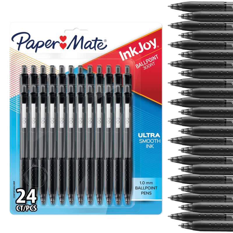Paper Mate InkJoy 300RT Retractable Ballpoint Pens | Medium Point (1.0mm) | Black Ink | 24 Count