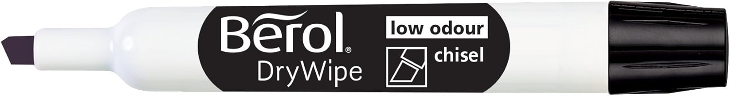 Berol Dry Wipe Whiteboard Marker Pens | Chisel Tip | Assorted Colours | 8 Count Dry Erase Markers