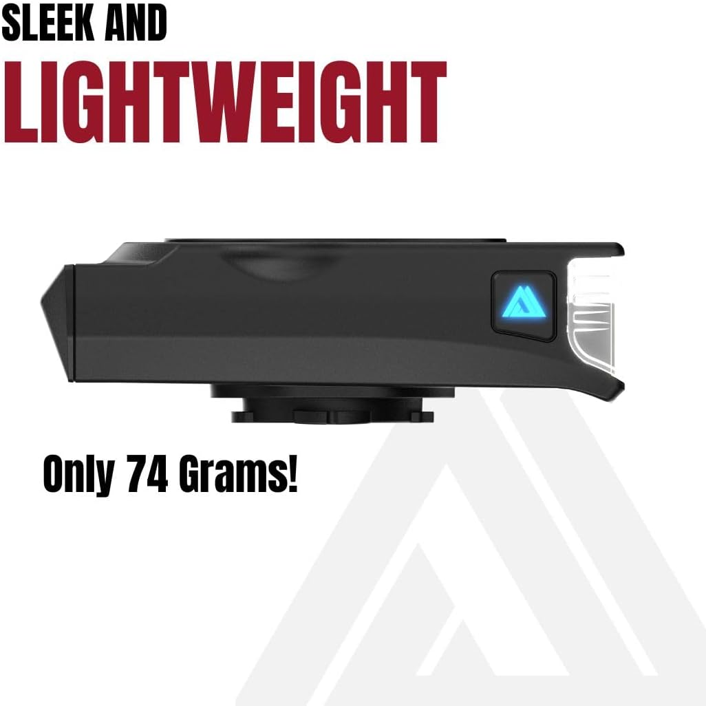 Quick Release 1000 Lumen Bike Front Light by KOM Cycling - Designed for Wahoo and Garmin Mounts with Quarter Turn - 6 Modes, Top or Bottom Mounting, 30 Degree Hinge