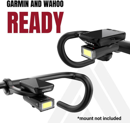 Quick Release 1000 Lumen Bike Front Light by KOM Cycling - Designed for Wahoo and Garmin Mounts with Quarter Turn - 6 Modes, Top or Bottom Mounting, 30 Degree Hinge