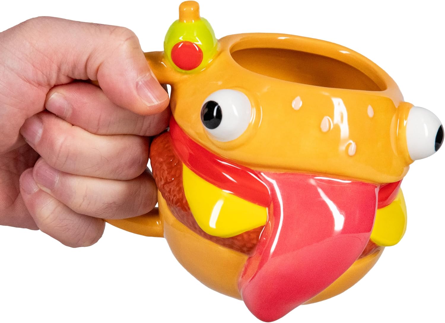 Paladone Fortnite Durrr Burger Shaped Mug 450ml, Officially Licensed Novelty Gaming Ceramic Coffee Cup for Tea, Hot Chocolate and More, Gift for Boys