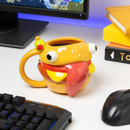 Paladone Fortnite Durrr Burger Shaped Mug 450ml, Officially Licensed Novelty Gaming Ceramic Coffee Cup for Tea, Hot Chocolate and More, Gift for Boys