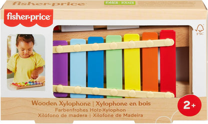 Fisher-Price Wood Toddler Toy Xylophone, Wooden Musical Instrument for Developmental Play Preschool Kids Ages 2+ Years, HXV13