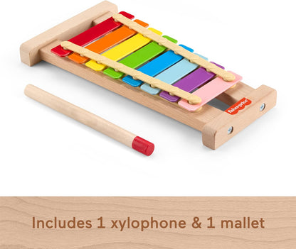 Fisher-Price Wood Toddler Toy Xylophone, Wooden Musical Instrument for Developmental Play Preschool Kids Ages 2+ Years, HXV13