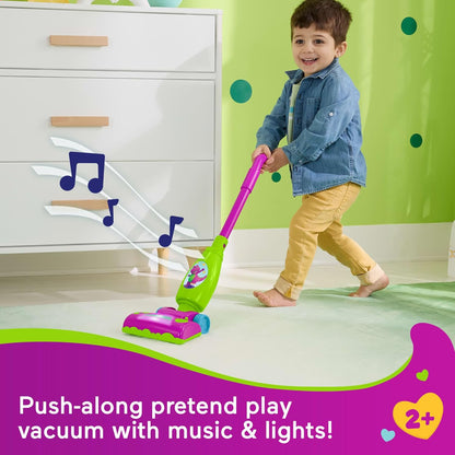 Mattel Barney’s World Toddler Toy Clean Up Vacuum Electronic Push Along, Lights Music & Games for Preschool Kids Ages 2+ Years, HYH03