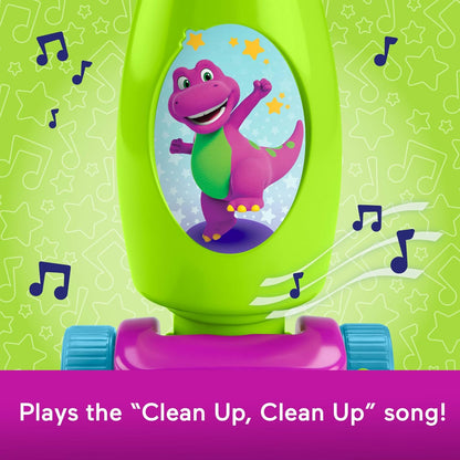 Mattel Barney’s World Toddler Toy Clean Up Vacuum Electronic Push Along, Lights Music & Games for Preschool Kids Ages 2+ Years, HYH03