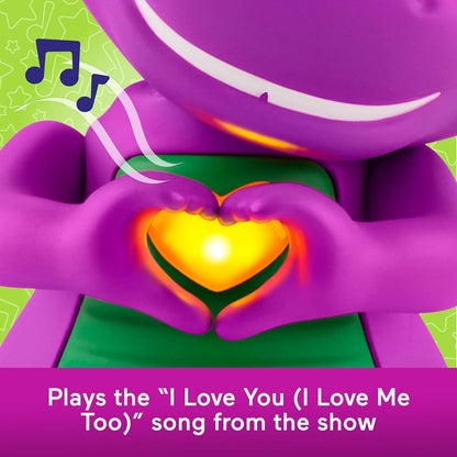Fisher-Price Barney's World Barney Heart Hands Figurine 14cm Tall with Lights and Phrases for Ages 2+