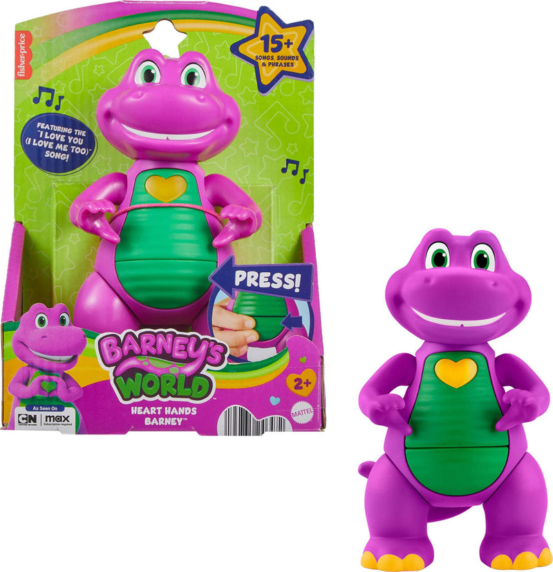 Fisher-Price Barney's World Barney Heart Hands Figurine 14cm Tall with Lights and Phrases for Ages 2+