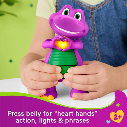 Fisher-Price Barney's World Barney Heart Hands Figurine 14cm Tall with Lights and Phrases for Ages 2+