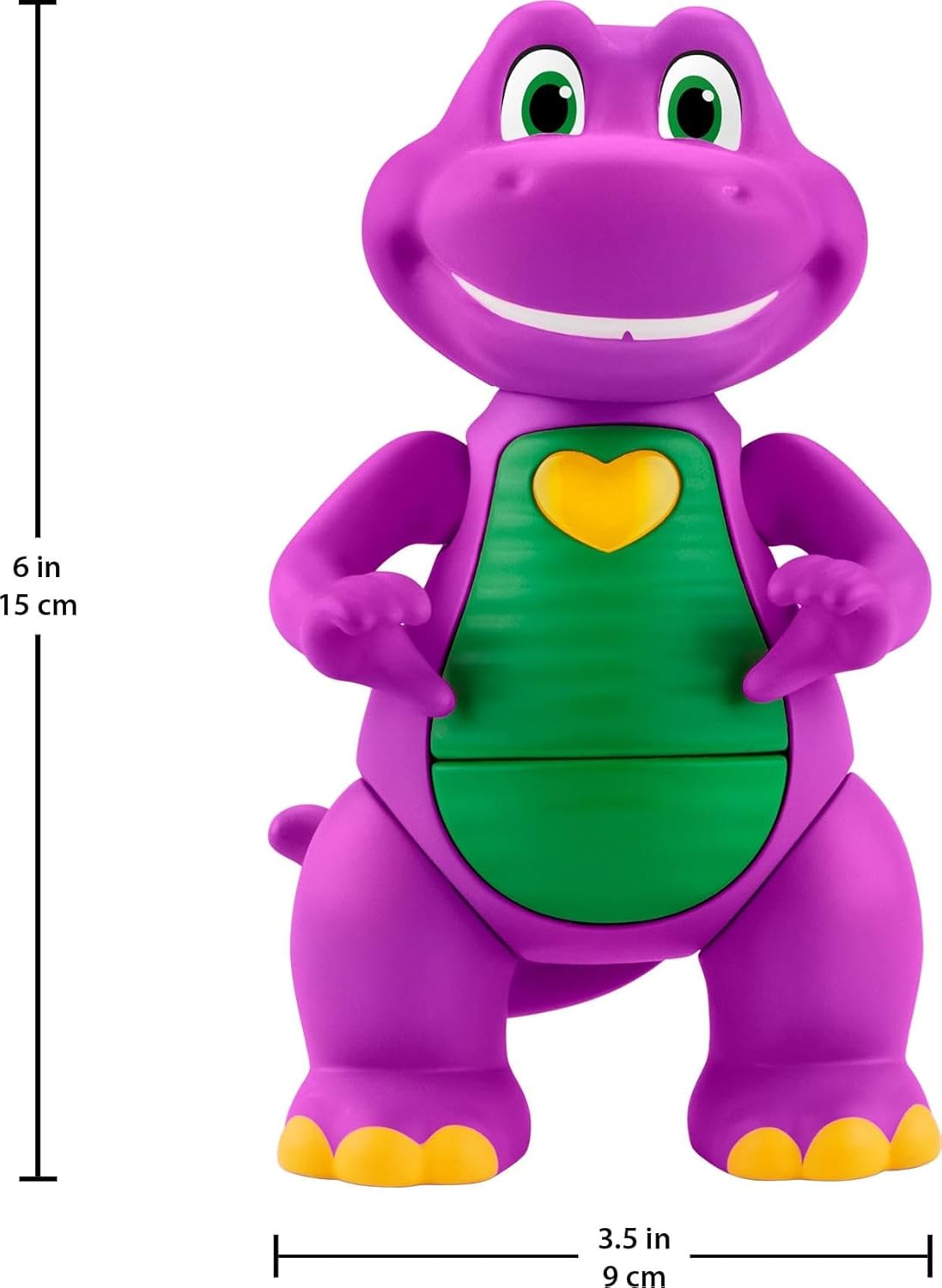 Fisher-Price Barney's World Barney Heart Hands Figurine 14cm Tall with Lights and Phrases for Ages 2+