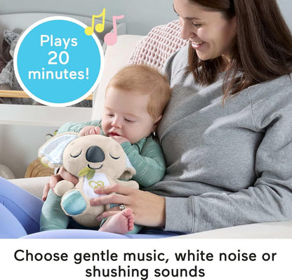 Fisher-Price Baby Toy On-the-Go Koala Soother, Plush Portable Sound Machine with White Noise & Music for Newborns Ages 0+ Months, JBD65