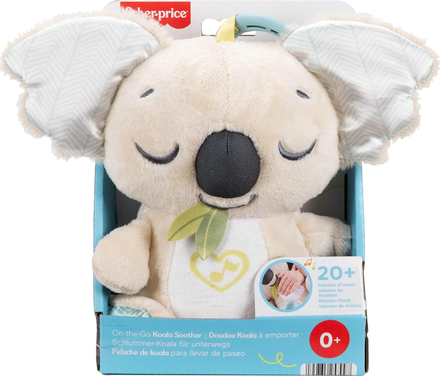 Fisher-Price Baby Toy On-the-Go Koala Soother, Plush Portable Sound Machine with White Noise & Music for Newborns Ages 0+ Months, JBD65