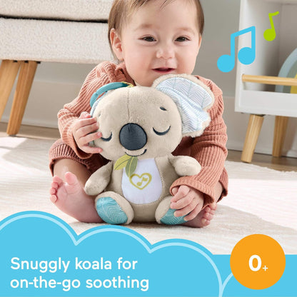 Fisher-Price Baby Toy On-the-Go Koala Soother, Plush Portable Sound Machine with White Noise & Music for Newborns Ages 0+ Months, JBD65